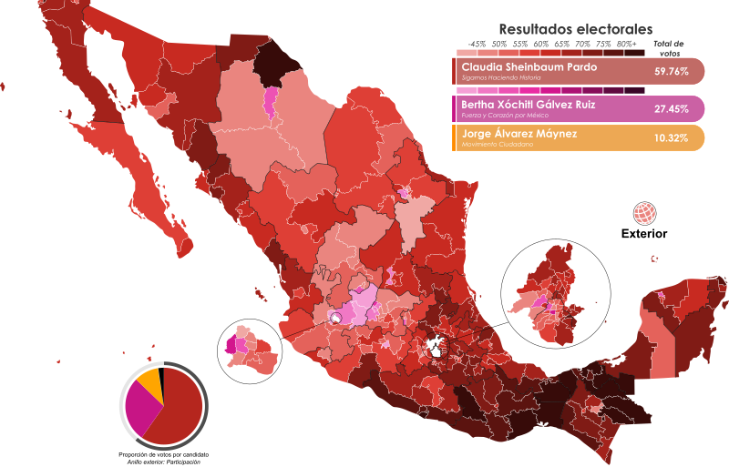Archivo:Elecciones presidenciales de México de 2024 por distrito federal.svg
