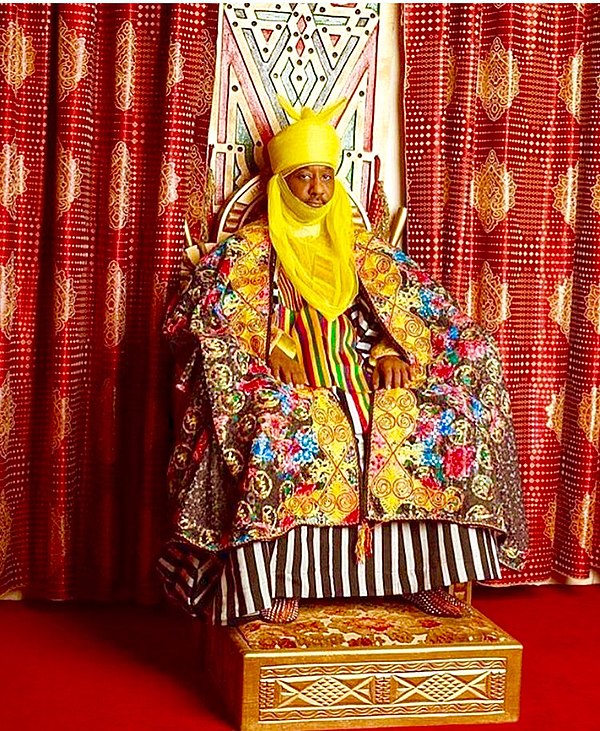 Muhammadu Sanusi II, 14th Emir of Kano, on his throne