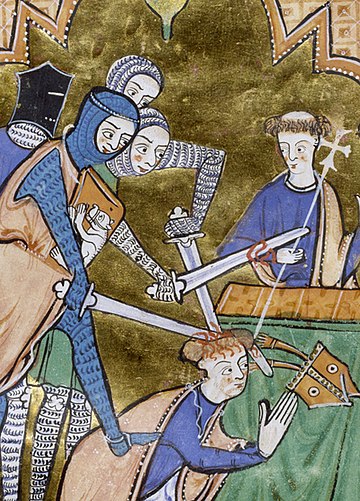 Mid-13th-century depiction of the death of Archbishop Thomas Becket