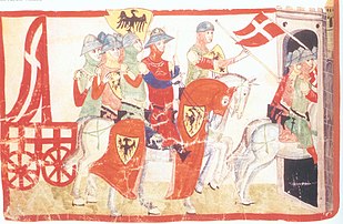 Cattura del Carroccio dopo la battaglia di Cortenuova (miniatura dalla Nova Cronica)
