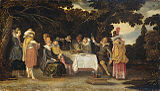 Esaias van de Velde Fröhliche Gesellschaft im Freien, 1615, Öl auf Holz, 34,7 × 60,7 cm, Rijksmuseum Amsterdam ↓