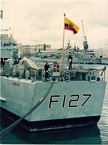 Penelope at handover to Ecuador at Devonport Dockyard in 1991 Ex-hms-penelope-entregada-a-ecuador-en-1991.jpg