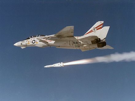 An F-14A of VF-201, 1987. F-14A Tomcat of VF-201 fires AIM-54 in 1987.jpg