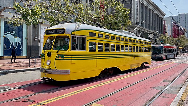 Car 1057 painted in the colors of the Cincinnati Street Railway Company