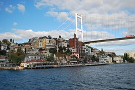 Fatih Sultan Mehmet-broen over Bosporus, beyggelsen på den europeiske siden