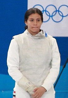 Fencing at the 2018 Summer Youth Olympics - Girls' foil Quarterfinals - Tieu-Hany 02 (Noha Hany).jpg