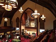 First Baptist Church Wilmington Interior facing Altar from Balcony, showing Lighting.jpg