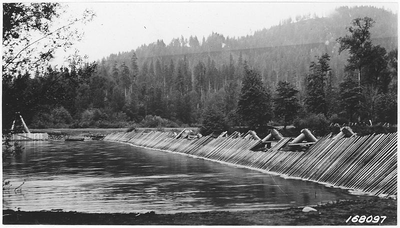 File:Fish Trap-Salmon, across South Willamette River near boundary, Cascade Forest, or, 1922. - NARA - 299202.jpg