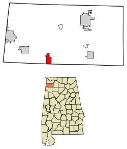 Location of Hodges in Franklin County, Alabama.
