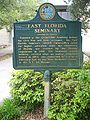 Historical marker outside city hall: About the East Florida Seminary