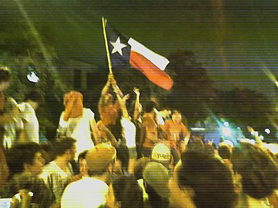 After the game, spontaneous celebrations occurred along Guadalupe Street (the "Drag") which runs adjacent to the UT campus.