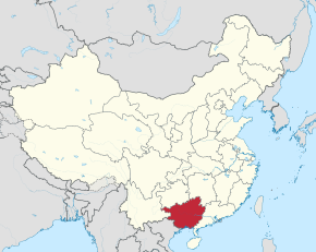 Kart over Guangxi Den autonome region Guangxi Zhuang