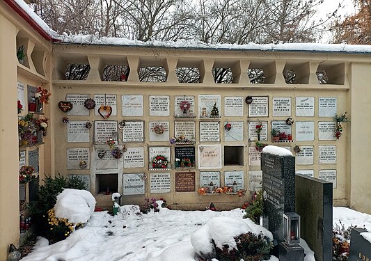 Columbarium in Prague-Vokovice cemetery, Czech Republic