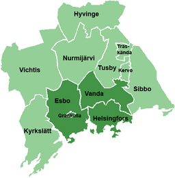 Helsingforsregionen (mørkegrøn)