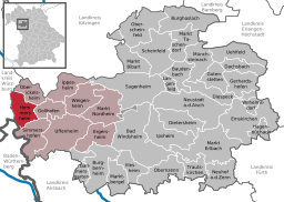 Läget för Hemmersheim i Landkreis Neustadt an der Aisch-Bad Windsheim