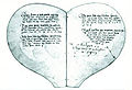کتاب قلب؛ دست‌نوشته‌ای که نوشته‌هایی عاشقانه را در ۱۵۵۰ درون طرح‌های قلب‌شکل دارد.