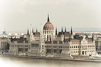  Hungarian  Parliament  Building  from Buda side of Budapest  