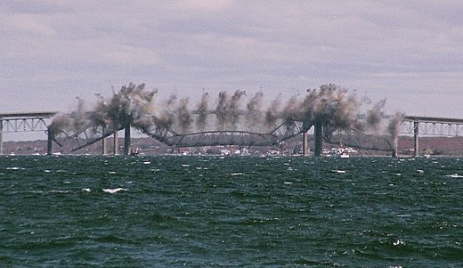 Demolition of the original Jamestown Bridge in 2006