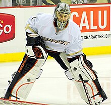 Hiller with the Ducks in 2012