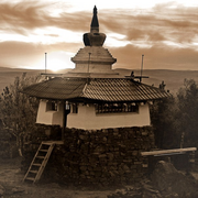 Stupa of Shad Tchup Ling, a Slavic Buddhist monastery in Kachkanar, Sverdlovsk Oblast.