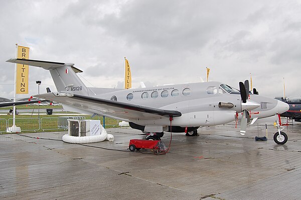 A Maltese King Air 200 on display at the Farnborough Air Show