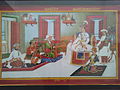Photograph of painting showing Bhimsen Thapa enjoying music on premise of King Rana Bahadur Shah's palace