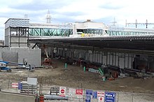 The bus terminal under construction in April 2020 Kipling Regional Bus Terminal.jpg