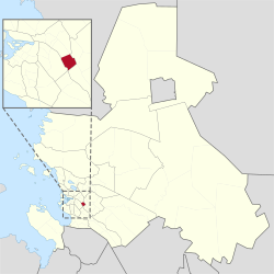 Kaupungin kartta, jossa Kirkkokangas korostettuna.