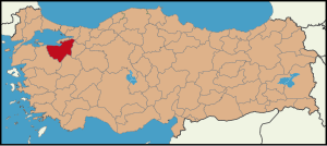 Localização da província de Bursa na Turquia