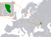 Mapa da República Popular de Lugansk na Europa