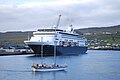 The MS Maasdam is a Holland America cruise ship named for a dam located on the Maas River in the Netherlands. Seen in Tórshavn, Faroe Islands