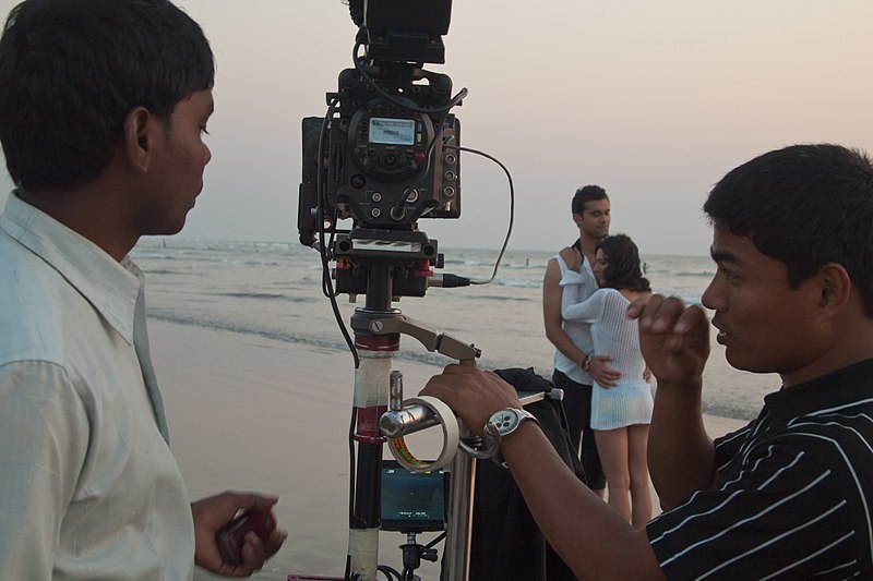 File:Mandrem Beach, Goa, India, Filming the Bollywood movie.jpg