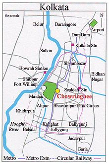 Placering af Chowringhee i Kolkata