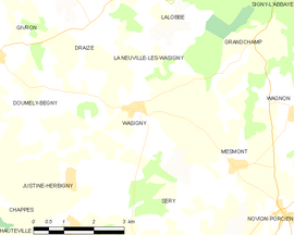 Mapa obce Wasigny