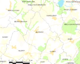 Mapa obce Arconcey