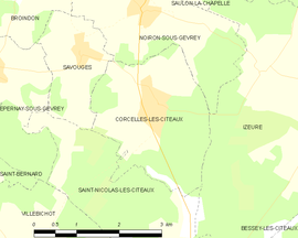 Mapa obce Corcelles-lès-Cîteaux