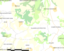 Mapa obce Villaines-les-Prévôtes