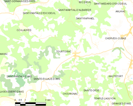 Mapa obce Tourtoirac