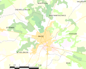 Poziția localității Baugé