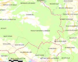 Mapa obce Trois-Fontaines-l’Abbaye