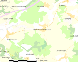 Mapa obce Domèvre-sur-Vezouze