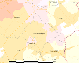 Mapa obce Lys-lez-Lannoy