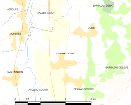 Mapa obce Bernac-Debat