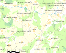Mapa obce Choye