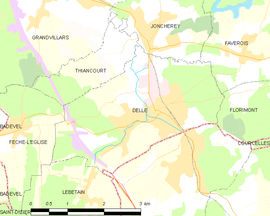 Mapa obce Delle