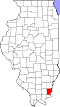 Mapa de Illinois con la ubicación del condado de Gallatin