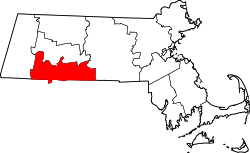 map of Massachusetts highlighting Hampden County