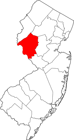 map of New Jersey highlighting Hunterdon County