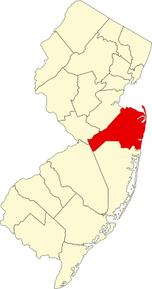 Karte von New Jersey, die Monmouth County.svg hervorhebt