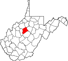 Harta e Gilmer County në West Virginia